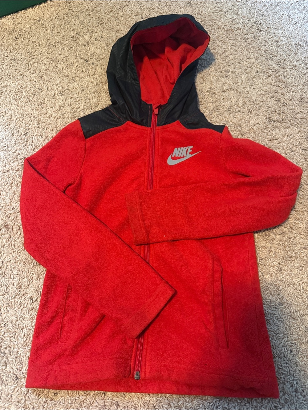 Nike Kids Red Hooded Fleece Jacket